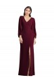 Stretch Crepe Long V-Neck Trumpet Semi Formal Evening Dress / Prom Dress / Bridesmaid Dress Plymouth