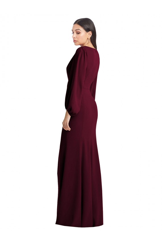 Stretch Crepe Long V-Neck Trumpet Semi Formal Evening Dress / Prom Dress / Bridesmaid Dress Plymouth