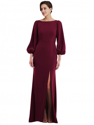 Stretch Crepe Open Back Long Bateau Neck Trumpet Formal Evening Gown / Prom Dress / Bridesmaid Dress Plymouth