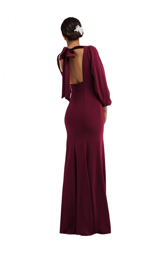 Stretch Crepe Open Back Long Bateau Neck Trumpet Formal Evening Gown / Prom Dress / Bridesmaid Dress Plymouth
