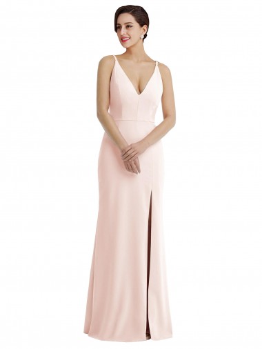 Stretch Crepe V-Back Long V-Neck Trumpet Formal Evening Gown / Prom Dress / Bridesmaid Dress Plymouth