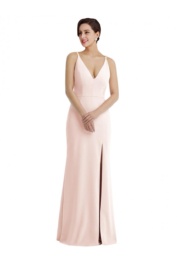 Stretch Crepe V-Back Long V-Neck Trumpet Formal Evening Gown / Prom Dress / Bridesmaid Dress Plymouth