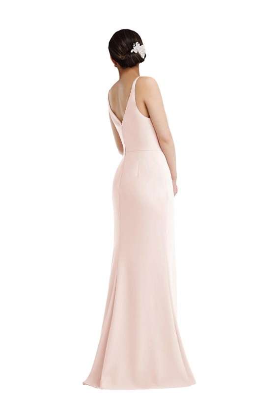 Stretch Crepe V-Back Long V-Neck Trumpet Formal Evening Gown / Prom Dress / Bridesmaid Dress Plymouth