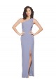 Stretch Crepe Long One Shoulder Smoke Blue Sheath Formal Evening Gown / Prom Dress / Bridesmaid Dress Plymouth