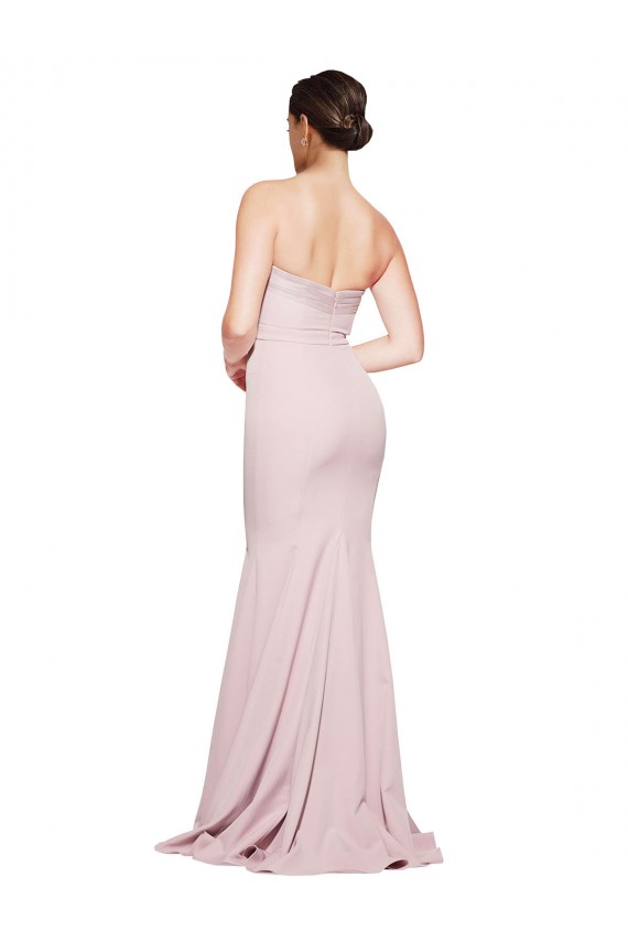 Stretch Crepe Low Back Sweep Train Strapless Sheath Formal Evening Gown / Prom Dress / Bridesmaid Dress Plymouth