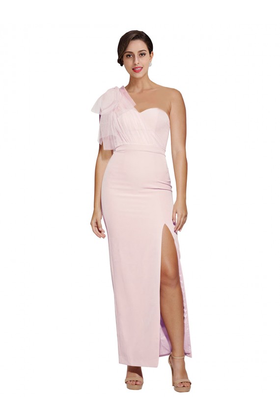 Stretch Crepe Low Back Long One Shoulder Sheath Formal Evening Gown / Prom Dress / Bridesmaid Dress Plymouth