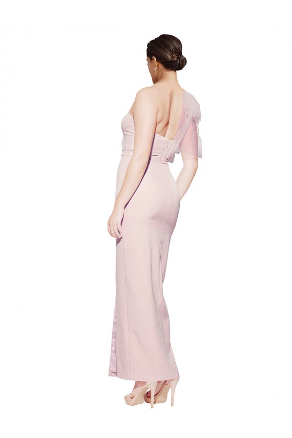Stretch Crepe Low Back Long One Shoulder Sheath Formal Evening Gown / Prom Dress / Bridesmaid Dress Plymouth