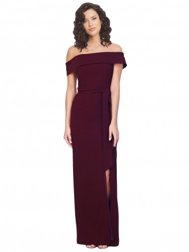 Stretch Crepe Low Back Long Off the Shoulder Sheath Formal Evening Gown / Prom Dress / Bridesmaid Dress Plymouth