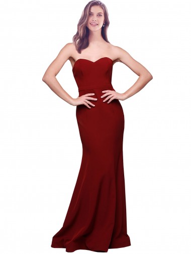 Stretch Crepe Low Back Long Sweetheart Sheath Formal Evening Gown / Prom Dress / Bridesmaid Dress Plymouth