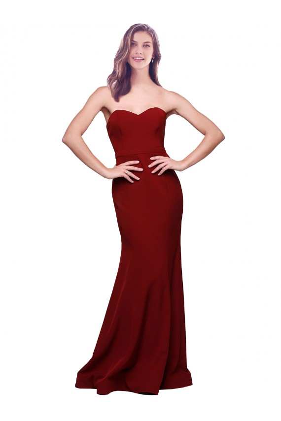 Stretch Crepe Low Back Long Sweetheart Sheath Formal Evening Gown / Prom Dress / Bridesmaid Dress Plymouth