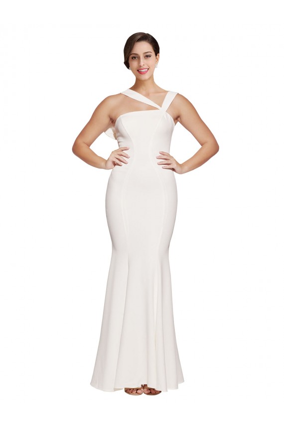 Stretch Crepe Low Back Long Square Neck Sheath Formal Evening Gown / Prom Dress / Bridesmaid Dress Plymouth