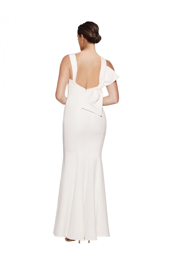 Stretch Crepe Low Back Long Square Neck Sheath Formal Evening Gown / Prom Dress / Bridesmaid Dress Plymouth
