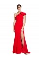 Stretch Crepe Sweep Train One Shoulder Red Sheath Semi Formal Evening Dress / Prom Dress / Bridesmaid Dress Plymouth