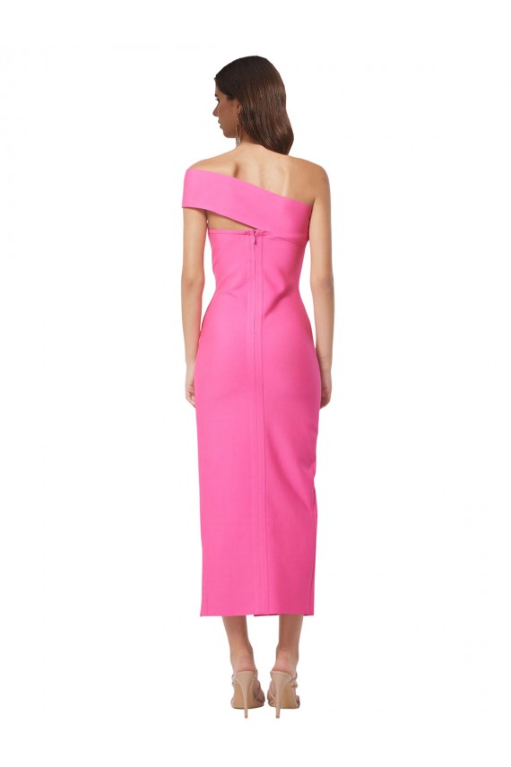 Stretch Crepe Midi Length One Shoulder Sheath Evening Gown / Prom Dress / Bridesmaid Dress Plymouth