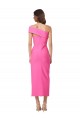 Stretch Crepe Midi Length One Shoulder Sheath Evening Gown / Prom Dress / Bridesmaid Dress Plymouth