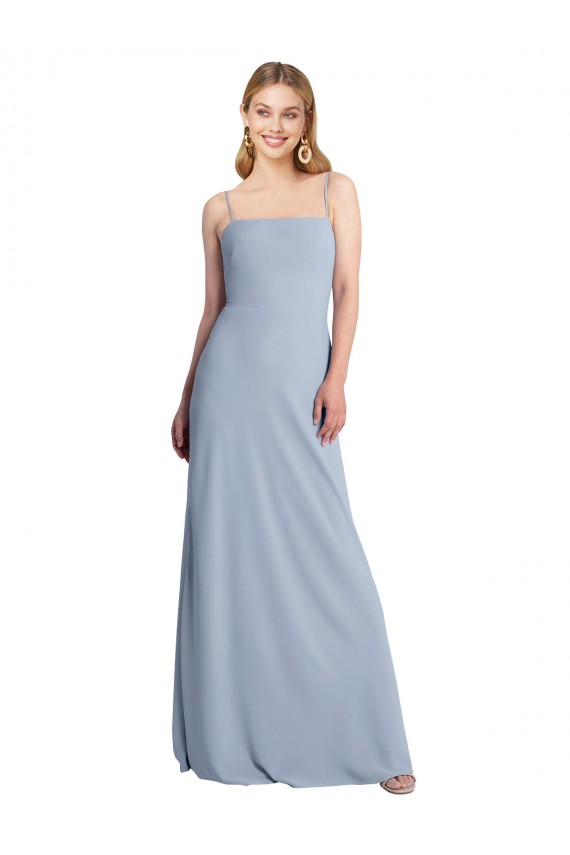 Stretch Crepe Criss Cross Open Back Long Square Neck A-Line Prom Dress / Bridesmaid Dress Plymouth