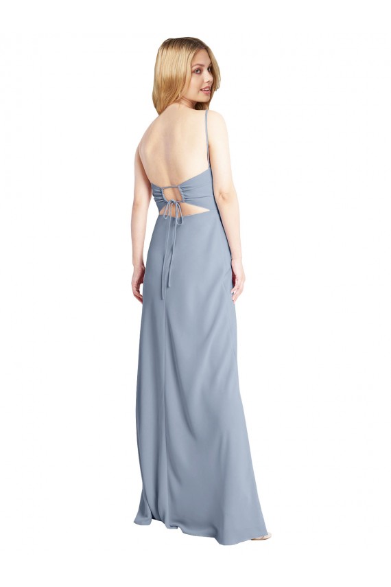 Stretch Crepe Criss Cross Open Back Long Square Neck A-Line Prom Dress / Bridesmaid Dress Plymouth