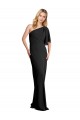 Stretch Crepe Flutter Sleeves One Shoulder Black Sheath Formal Evening Gown / Prom Dress / Bridesmaid Dress Plymouth