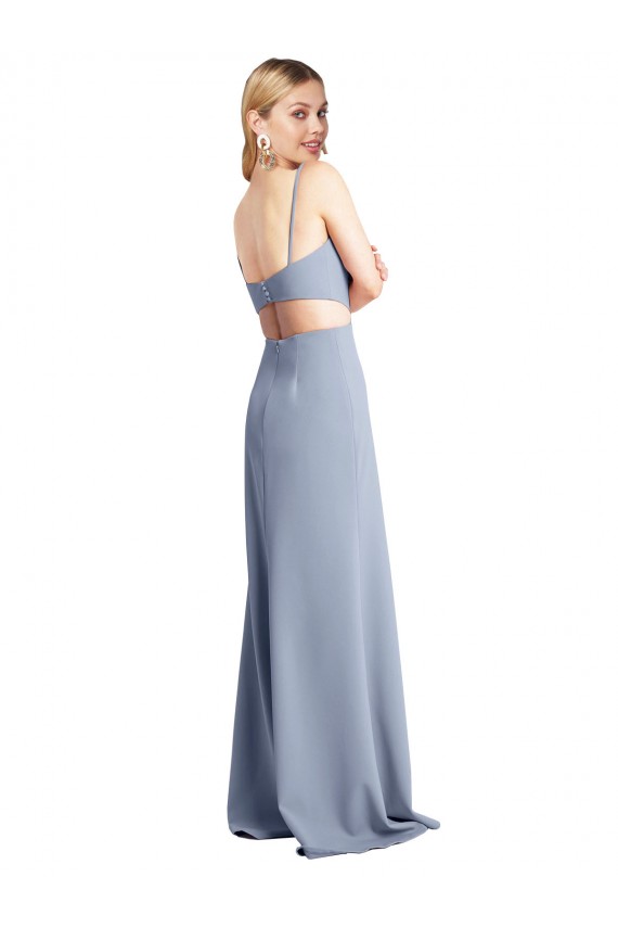 Stretch Crepe Open Back Long Spaghetti Straps A-Line Prom Dress / Bridesmaid Dress Plymouth