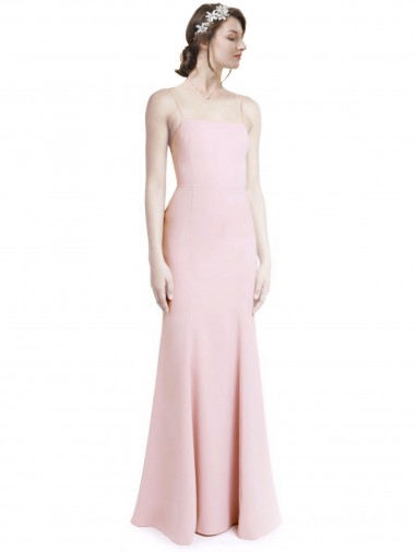Stretch Crepe Criss Cross Open Back Long Spaghetti Straps Mermaid, Sheath Prom Dress / Bridesmaid Dress Plymouth
