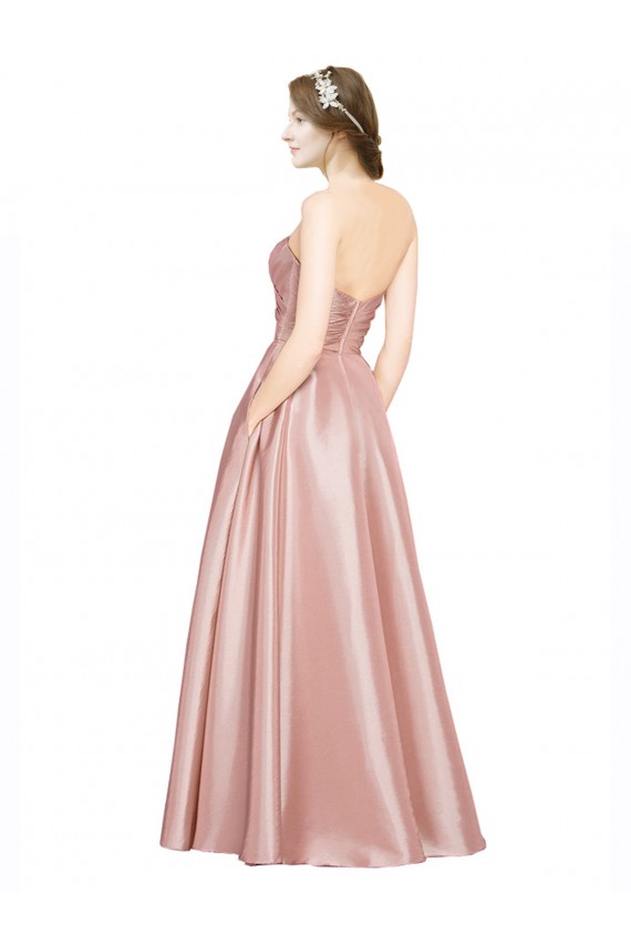 Stretch Satin Low Back Long Sweetheart A-Line Black Tie Evening Gown / Prom Dress / Bridesmaid Dress Plymouth