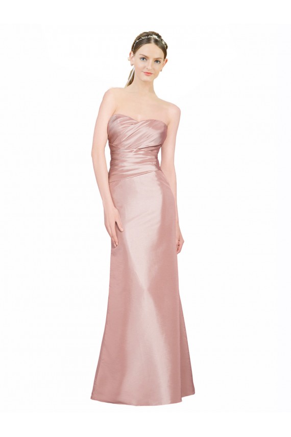 Stretch Satin Low Back Long Sweetheart A-Line Formal Evening Gown / Prom Dress / Bridesmaid Dress Plymouth
