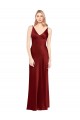 Stretch Satin V-Back Long Spaghetti Straps A-Line Formal Evening Gown / Prom Dress / Bridesmaid Dress Plymouth