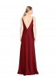 Stretch Satin V-Back Long V-Neck A-Line Black Tie Evening Gown / Prom Dress / Bridesmaid Dress Plymouth