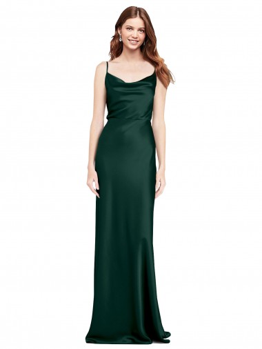 Stretch Satin V-Back Long Cowl Neck Sheath Black Tie Evening Gown / Prom Dress / Bridesmaid Dress Plymouth