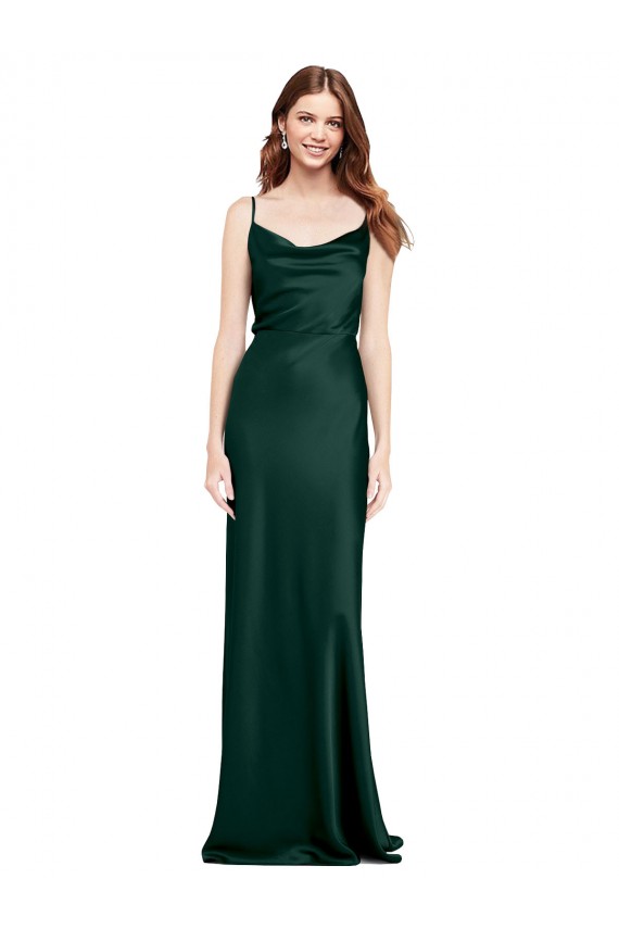 Stretch Satin V-Back Long Cowl Neck Sheath Black Tie Evening Gown / Prom Dress / Bridesmaid Dress Plymouth