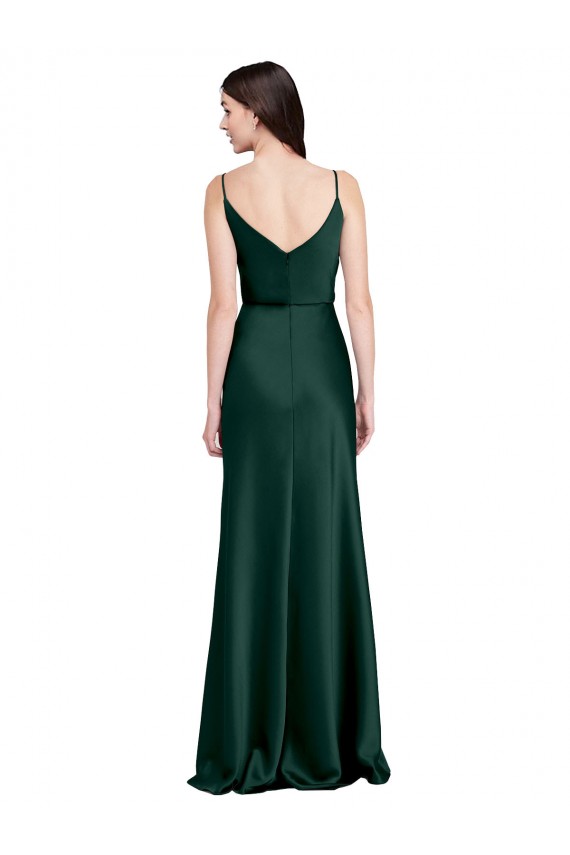 Stretch Satin V-Back Long Cowl Neck Sheath Black Tie Evening Gown / Prom Dress / Bridesmaid Dress Plymouth