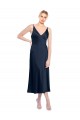 Stretch Satin V-Back Midi Length V-Neck A-Line Formal Evening Gown / Prom Dress / Bridesmaid Dress Plymouth