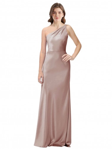 Stretch Satin Open Back Long One Shoulder Sheath Formal Evening Gown / Prom Dress / Bridesmaid Dress Plymouth