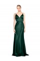 Stretch Satin V-Back Long Spaghetti Straps Sheath Formal Evening Gown / Prom Dress / Bridesmaid Dress Plymouth