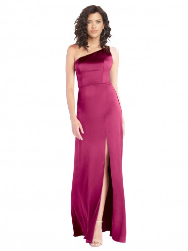 Stretch Satin Open Back Long One Shoulder A-Line Formal Evening Gown / Prom Dress / Bridesmaid Dress Plymouth