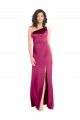 Stretch Satin Open Back Long One Shoulder A-Line Formal Evening Gown / Prom Dress / Bridesmaid Dress Plymouth