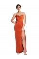 Stretch Satin Criss Cross Back Sweep Train Spaghetti Straps Sheath Formal Evening Gown / Prom Dress / Bridesmaid Dress Plymouth