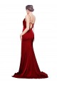Stretch Satin Criss Cross Back Sweep Train Spaghetti Straps Sheath Black Tie Evening Gown / Prom Dress / Bridesmaid Dress Plymouth