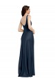 Stretch Satin Low Back Long Square Neck A-Line Formal Evening Gown / Prom Dress / Bridesmaid Dress Plymouth