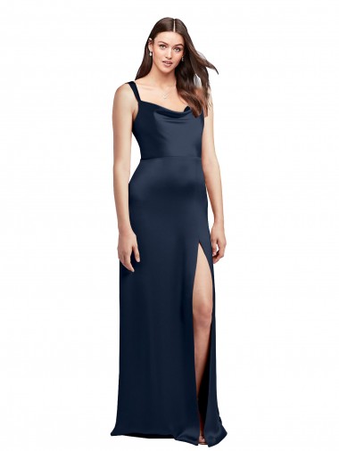 Stretch Satin Low Back Long Cowl Neck A-Line Formal Evening Gown / Prom Dress / Bridesmaid Dress Plymouth