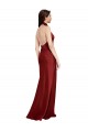 Stretch Satin Backless Long Halter Neck A-Line Black Tie Evening Gown / Prom Dress / Bridesmaid Dress Plymouth