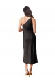 Stretch Satin Midi Length One Shoulder Sheath Black Tie Evening Dress / Prom Dress / Bridesmaid Dress Plymouth