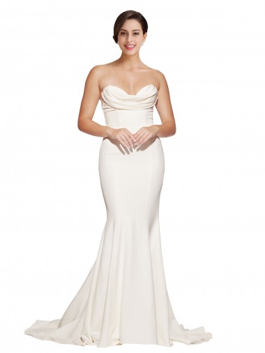Stretch Satin Low Back Sweep Train Cowl Neck Mermaid Formal Evening Gown / Prom Dress / Bridesmaid Dress Plymouth