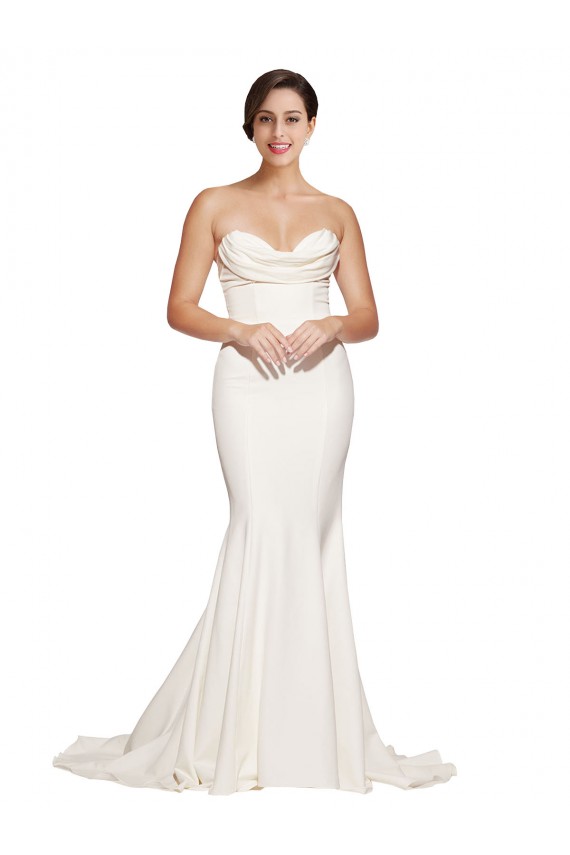 Stretch Satin Low Back Sweep Train Cowl Neck Mermaid Formal Evening Gown / Prom Dress / Bridesmaid Dress Plymouth