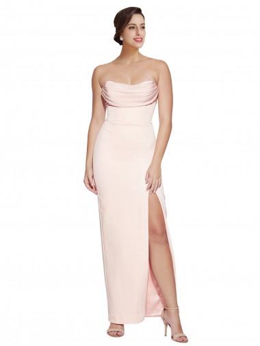 Stretch Satin Low Back Long Cowl Neck Mermaid Formal Evening Gown / Prom Dress / Bridesmaid Dress Plymouth