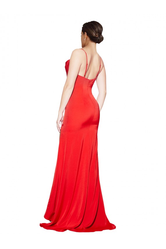 Stretch Satin Low Back Long Cowl Neck Sheath Formal Evening Gown / Prom Dress / Bridesmaid Dress Plymouth
