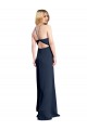 Stretch Satin Criss Cross Open Back Long Halter Neck A-Line Formal Evening Gown / Prom Dress / Bridesmaid Dress Plymouth