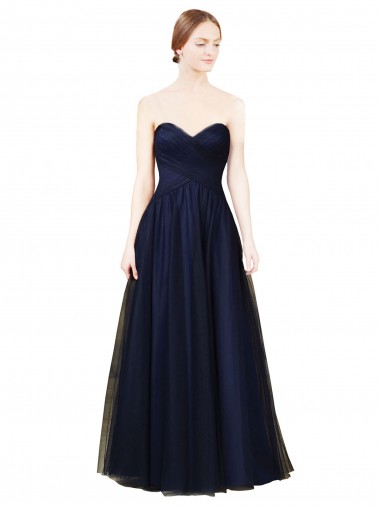 Tulle Long Sweetheart Dark Navy A-Line Bridesmaid Dress / Evening Dress Plymouth