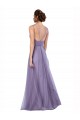 Tulle V-Back Long Spaghetti Straps Watermelon A-Line Bridesmaid Dress Plymouth