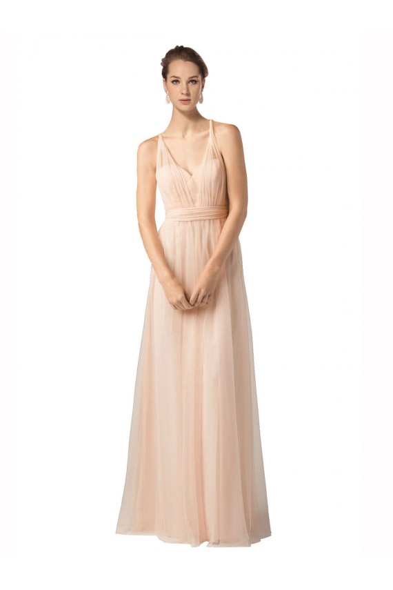 Tulle Long Sweetheart Nude A-Line Bridesmaid Dress / Evening Dress Plymouth